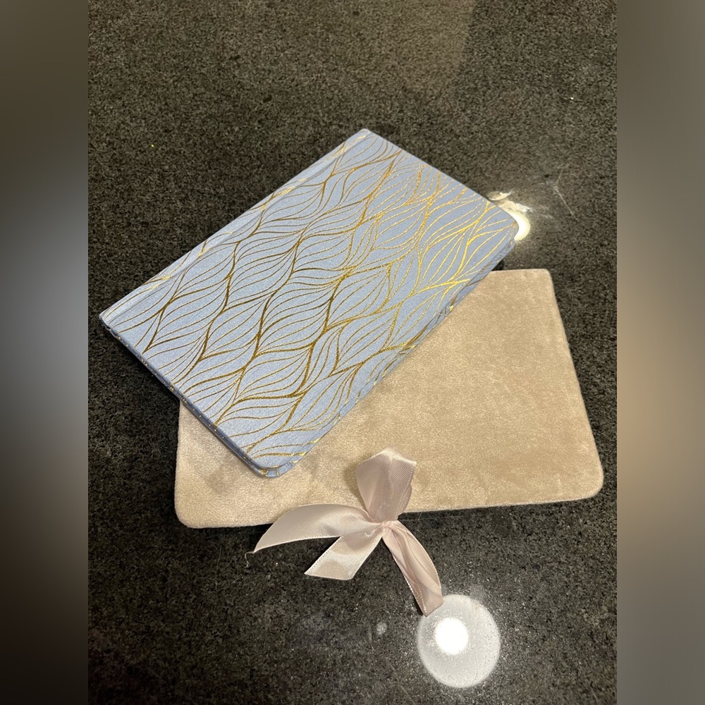 2pc Set Unbranded New Never Used Journals Velour & Gold Embossed Designs Ribbon